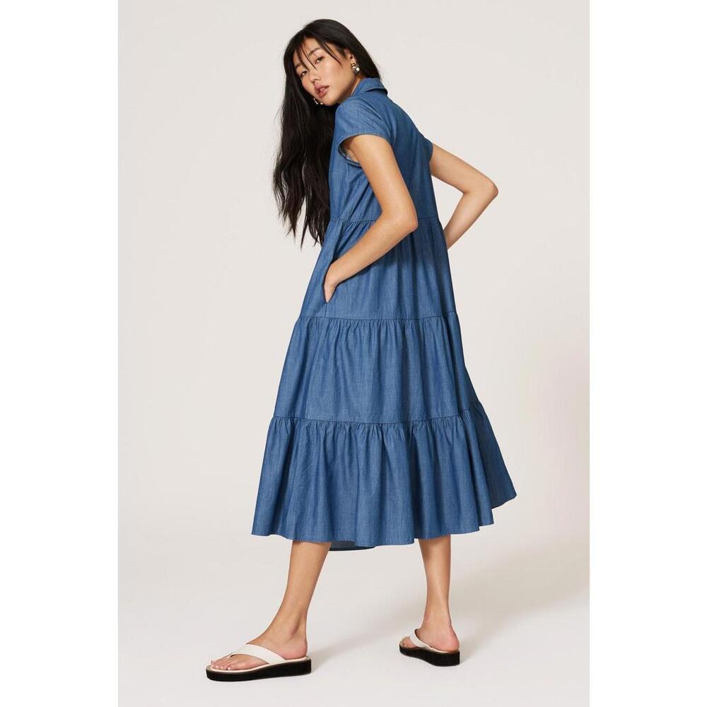 Peter Som x RTR Chambray Midi Dress Size 0 Blue - Picture 2 of 5
